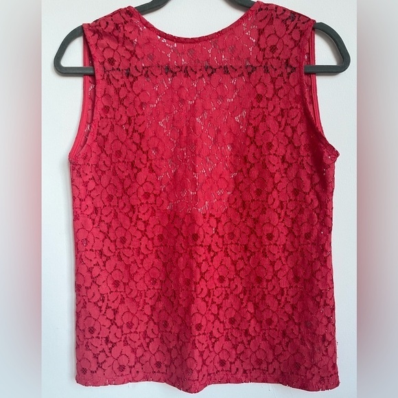 ZARA Collections Women Sleeveless half backless Red Coral Lace Blouse size small - Picture 1 of 9